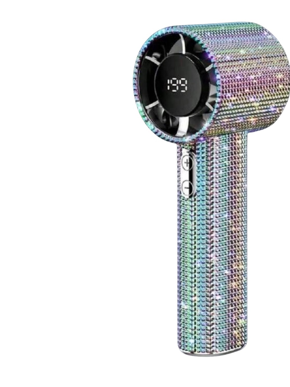 Bling Handheld Mini Fan Rhinestone Portable Fan 199 Speed Digital Display - Picture 5 of 9